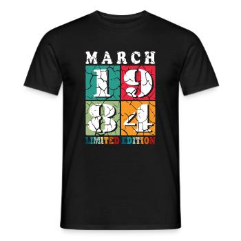 40 years old Year of birth 1984 Born March 1984 - Men's T-Shirt - black - Front - AI Model Male 178 light (178cm)