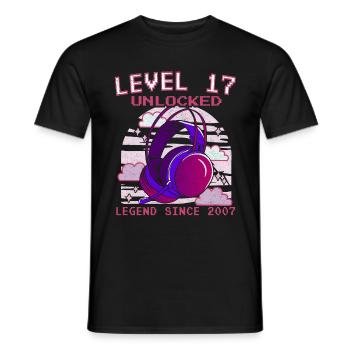 17e anniversaire Adolescent Niveau 17 Débloqué - T-shirt homme - noir - Devant - AI Model Male 178 light (178cm)