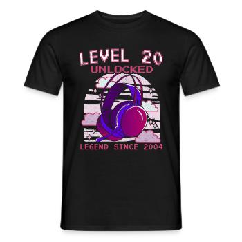 20. Geburtstag Level 20 Complete Jahrgang 2004 - Männer T-Shirt - Schwarz - Vorne - AI Model Male 178 light (178cm)