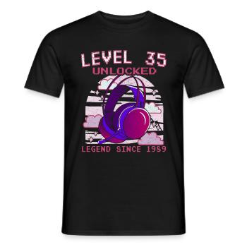35th Birthday - 35 Years Level 35 Unlocked - Men's T-Shirt - black - Front - AI Model Male 178 light (178cm)