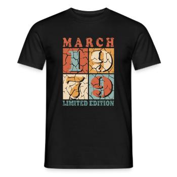 45 Jahre alt Baujahr 1979 Jahrgang März 1979 - Männer T-Shirt - Schwarz - Vorne - AI Model Male 178 light (178cm)