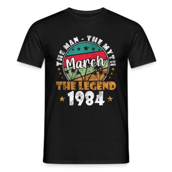 40. Geburtstag Jahrgang März 1984 Born in 1984 - Männer T-Shirt - Schwarz - Vorne - AI Model Male 178 light (178cm)