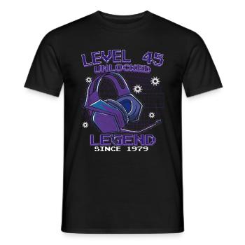 Level 45 freigeschaltet Spieler zum 45-jährigen - Männer T-Shirt - Schwarz - Vorne - AI Model Male 178 light (178cm)