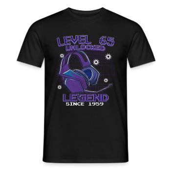 Level 65 Birthday Player 65 Years - Men's T-Shirt - black - Front - AI Model Male 178 light (178cm)
