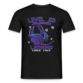 Level 35 Unlocked Legendary since 1989 - Men's T-Shirt - black - Front - AI Model Male 178 light (178cm)