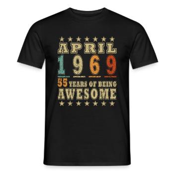 Geschenk 55. Geburtstag 1969 April 55 Jahre - Männer T-Shirt - Schwarz - Vorne - AI Model Male 178 light (178cm)