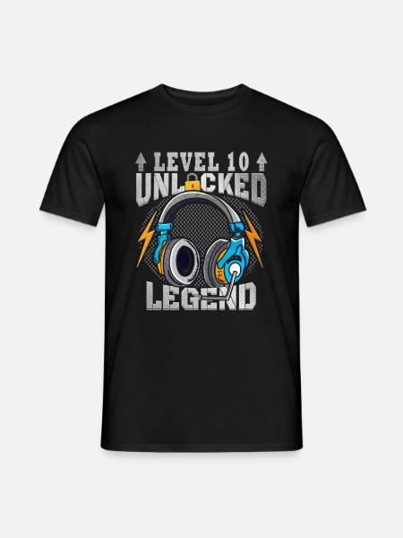10. Geburtstag - Geburtstagsshirt level 10 unlock - Männer T-Shirt - Schwarz
