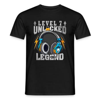 Gamer Gaming Level 7 Unlocked - Men's T-Shirt - black - Front - AI Model Male 178 light (178cm)