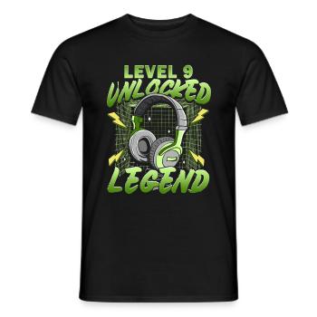 Level 9 Unlocked 9th Birthday Gamer Gamer - Men's T-Shirt - black - Front - AI Model Male 178 light (178cm)