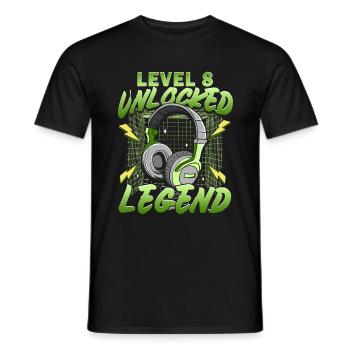 Level 8 unlocked gamer 8 years old - Men's T-Shirt - black - Front - AI Model Male 178 light (178cm)