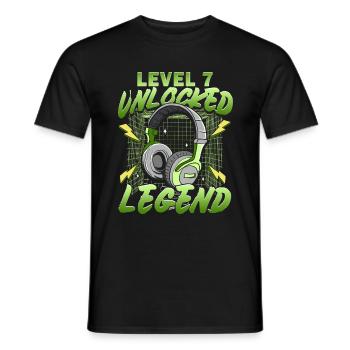 7. Geburtstag Level 7 Gamer Gaming Zocken - Männer T-Shirt - Schwarz - Vorne - AI Model Male 178 light (178cm)
