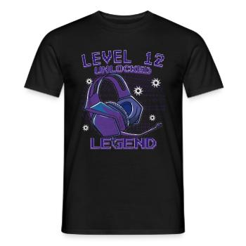 12th Birthday 12 Year Old Level 12 Gift - Men's T-Shirt - black - Front - AI Model Male 178 light (178cm)