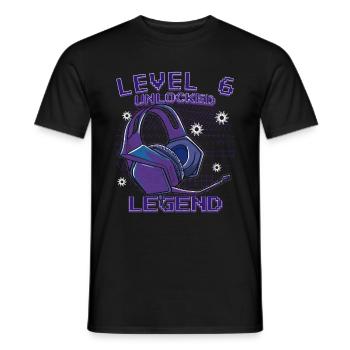 Level 6 Unlocked Gaming Jungen Mädchen Gamer 6. - Männer T-Shirt - Schwarz - Vorne - AI Model Male 178 light (178cm)