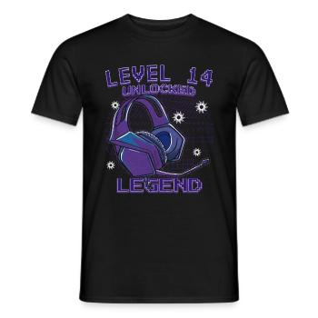 14. Geburtstag 14. Lebensjahr Level 14 entsperrt - Männer T-Shirt - Schwarz - Vorne - AI Model Male 178 light (178cm)