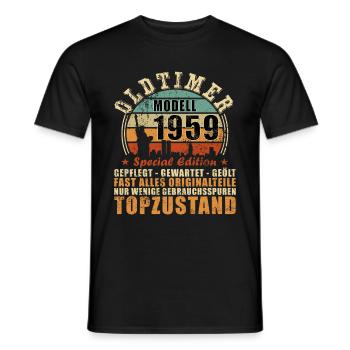 Oldtimer Baujahr 1959 Geboren Jahrgang Geburtstag - Männer T-Shirt - Schwarz - Vorne - AI Model Male 178 light (178cm)