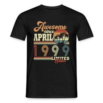 April 1999. Best birthday present April 1999. - Men's T-Shirt - black - Front - AI Model Male 178 light (178cm)