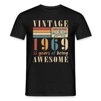 Vintage 1969 - Vintage Birthday Gift 1969 - Men's T-Shirt - black - Front - AI Model Male 178 light (178cm)