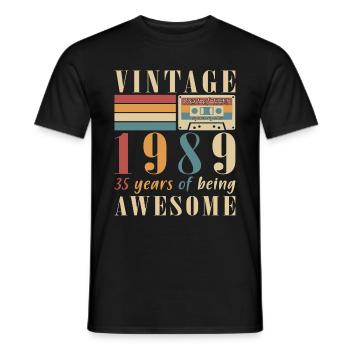 Original 1989 Millésime | Cadeau d’anniversaire 1989 - T-shirt homme - noir - Devant - AI Model Male 178 light (178cm)