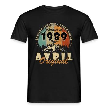 Les Légendes Sont Nées En Avril 1989 Cadeau 1989 - T-shirt homme - noir - Devant - AI Model Male 178 light (178cm)