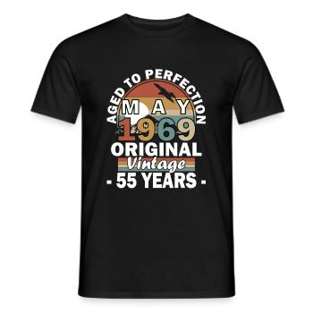 May Vintage 55th Anniversary Born 1969 Vibe - Men's T-Shirt - black - Front - AI Model Male 178 light (178cm)
