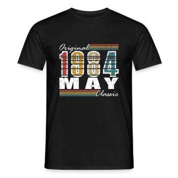 Vintage May 1984 May 1984 Vintage May 1984 - Men's T-Shirt - black - Front - AI Model Male 178 light (178cm)