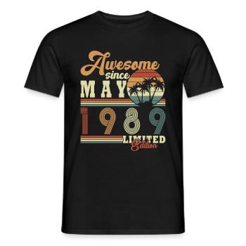 Mai 1989 Anniversaire Mai 1989 Cadeau 1989 Mai - T-shirt homme - noir - Devant - AI Model Male 178 light (178cm)