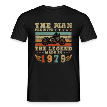 1979 Vintage homme mythe légende moto - T-shirt homme - noir - Devant - AI Model Male 178 light (178cm)