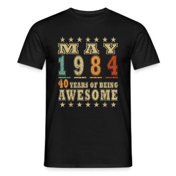Mai 1984 - Année 1984 Jubilé - Mai 1984 - T-shirt homme - noir - Devant - AI Model Male 178 light (178cm)