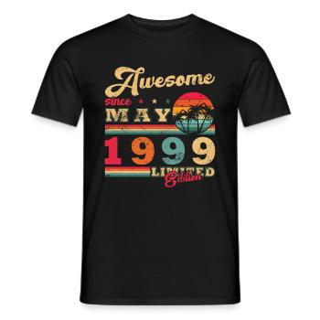 Mai 1999 Geburtstagsgeschenk Mai 1999 - 1999 Mai - Männer T-Shirt - Schwarz - Vorne - AI Model Male 178 light (178cm)