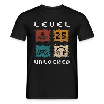 25e anniversaire Niveau 25 débloqué - T-shirt homme - noir - Devant - AI Model Male 178 light (178cm)