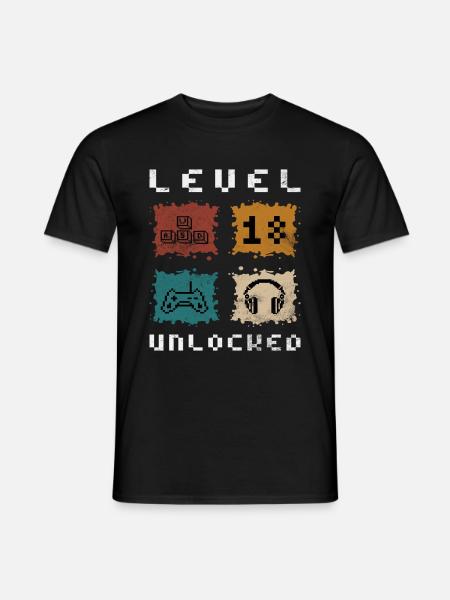 Level 18 Unlocked 18. Geburtstag Gamer - Mænd T-shirt - sort