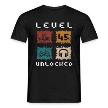 45e anniversaire Niveau 45 débloqué - T-shirt homme - noir - Devant - AI Model Male 178 light (178cm)