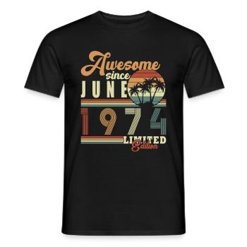 Original Juin 1974 Millésime 1974 Anniversaire 1974 - T-shirt homme - noir - Devant - AI Model Male 178 light (178cm)
