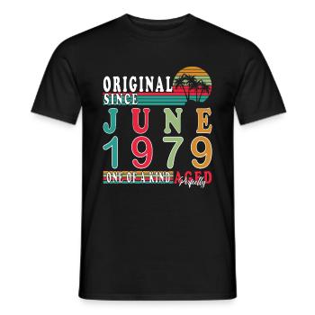 Millésime Juin 1979 Millésime Juin 1979 Anniversaire - T-shirt homme - noir - Devant - AI Model Male 178 light (178cm)