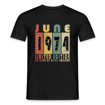 Juin 1974 Anniversaire Juin 1974 Juin Cadeau - T-shirt homme - noir - Devant - AI Model Male 178 light (178cm)