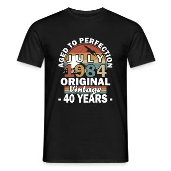 Juillet 1984 Vintage Anniversaire 1984 Juillet - T-shirt homme - noir - Devant - AI Model Male 178 light (178cm)