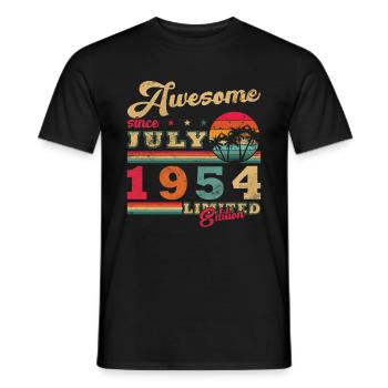 Birthday July 1954 Year 1954 July Year 1954 - Men's T-Shirt - black - Front - AI Model Male 178 light (178cm)