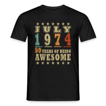 Jahrgang Juli 1974 Geburtstag Juli 1974 - Männer T-Shirt - Schwarz - Vorne - AI Model Male 178 light (178cm)