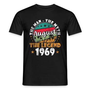 August 1969 Legende seit August 1969 Vintage 1969 - Männer T-Shirt - Schwarz - Vorne - AI Model Male 178 light (178cm)