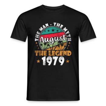 August 1979 Geburtstagsgeschenk 1979 Legenden - Männer T-Shirt - Schwarz - Vorne - AI Model Male 178 light (178cm)