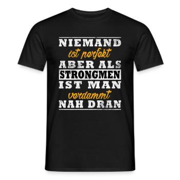 Strongman Spruch - Männer T-Shirt - Schwarz - Vorne - AI Model Male 178 light (178cm)