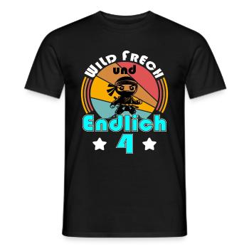 4. Geburtstag Ninja 4 Jahre Ninja Kostüm Jungen - Männer T-Shirt - Schwarz - Vorne - AI Model Male 178 light (178cm)