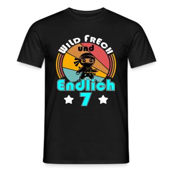 7. Geburtstag 7 Jahre Ninja Geschenk - Männer T-Shirt - Schwarz - Vorne - AI Model Male 178 light (178cm)