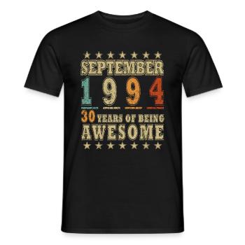 30th birthday 1994 Legendary since September 1994 - Men's T-Shirt - black - Front - AI Model Male 178 light (178cm)