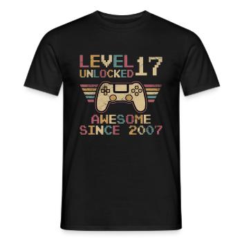 Geburtstag Level 17 freigeschaltet - Männer T-Shirt - Schwarz - Vorne - AI Model Male 178 light (178cm)