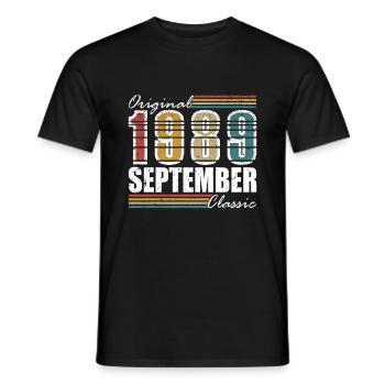 Retro 1989 September Vintage September 1989 - Men's T-Shirt - black - Front - AI Model Male 178 light (178cm)
