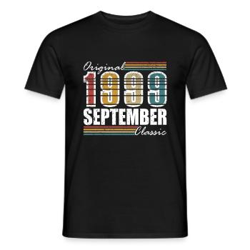 1999 Septembre 1999 25e anniversaire Cadeau - T-shirt homme - noir - Devant - AI Model Male 178 light (178cm)