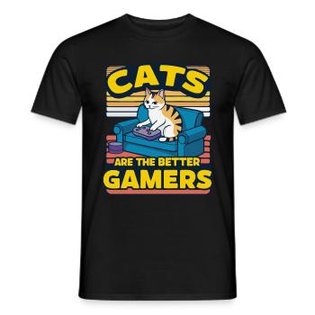 Katen Gamer Retro Design - Männer T-Shirt - Schwarz - Vorne - AI Model Male 178 light (178cm)