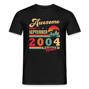 2004 September 2004 20th Birthday Gift 20 - Men's T-Shirt - black - Front - AI Model Male 178 light (178cm)
