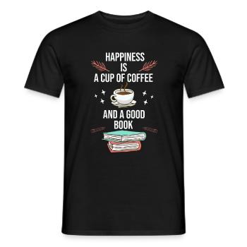 Bookworm Book Reading Coffee Drinking Coffee Drinker - Men's T-Shirt - black - Front - AI Model Male 178 light (178cm)